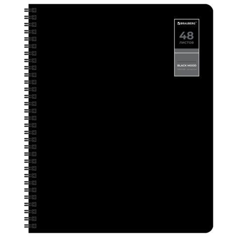 Тетради ДЭК А5 48 л. КОМПЛЕКТ 4 шт., BRAUBERG, гребень, клетка, 80 г/м, Soft-Touch, "Black Classic", 405578