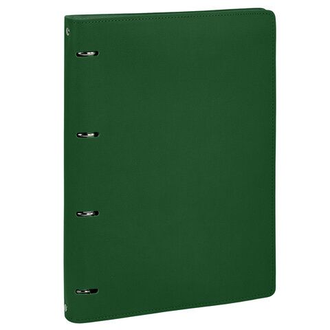 Тетрадь на кольцах БОЛЬШАЯ А4 (240х310 мм), 120 листов, под кожу, клетка, BRAUBERG "Joy", зелёный/светло-зелёный, 404508