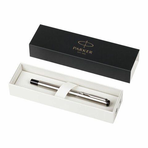 Ручка перьевая PARKER "Vector Stainless Steel", корпус серебристый, детали из нержавеющей стали, синяя, S0029690