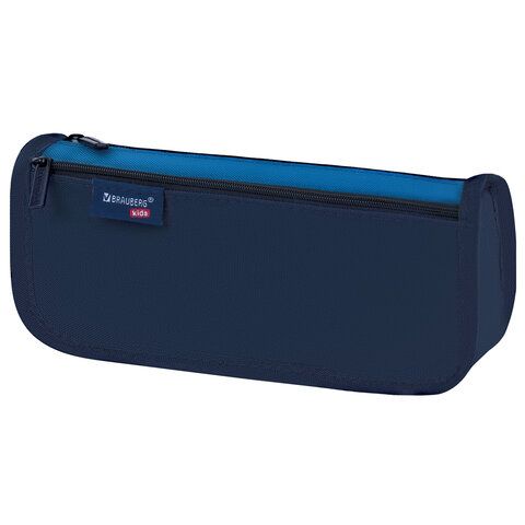 Пенал мягкий BRAUBERG KIDS, 2 отделения, полиэстер, Dark blue, 22x10x6 см, 273551