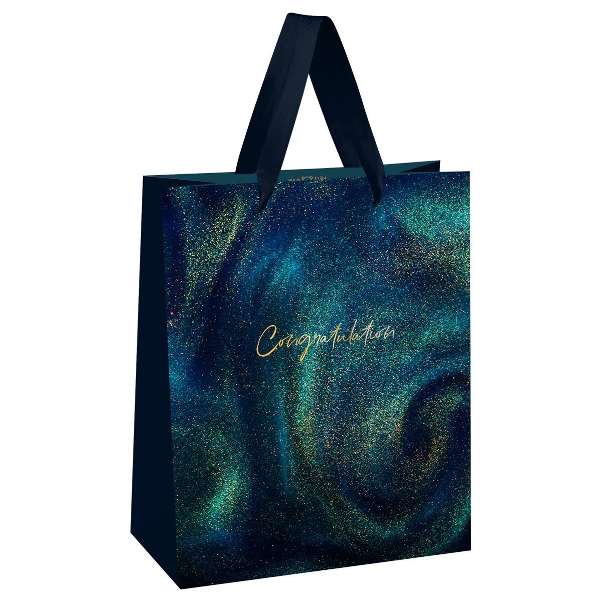 Пакет подарочный 26*32*12см MESHU "Northern lights", фольга, блестки
