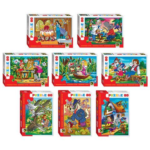 Пазл картонный 80 элементов, "Любимые герои", АССОРТИ, поле 23х16,5 см, STEP PUZZLE