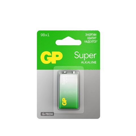 Батарейка GP Super, "Крона" (6LR61, 6LF22, 1604A), алкалиновая, 1 шт., в блистере, 1604A-5CR1, 1604A-BC1