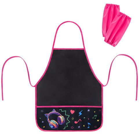 Фартук с нарукавниками для уроков труда BRAUBERG, 3 кармана, 46x54 см, Headphones, 273643