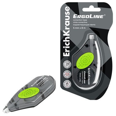 Корректирующая лента ERICH KRAUSE "ErgoLine", с резиновой вставкой, 5 мм х 8 м, серый, 5360, 53604