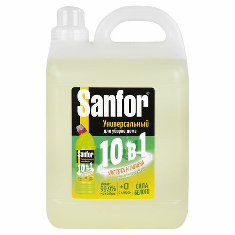 Чистящее средство 5 л, SANFOR 10 в 1 Universal "Лимонная свежесть", 22055 
