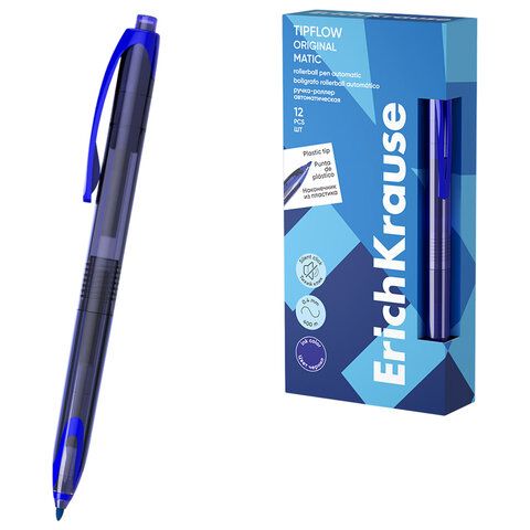 Ручка-роллер автоматическая ERICH KRAUSE TipFlow Stick Matic Original, СИНЯЯ, линия 0, 63700