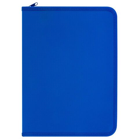 Папка объемная на молнии пластиковая на 4 кольцах, 35 мм, А4, BRAUBERG PIXEL, темно-синяя, 0,7 мм, 273080