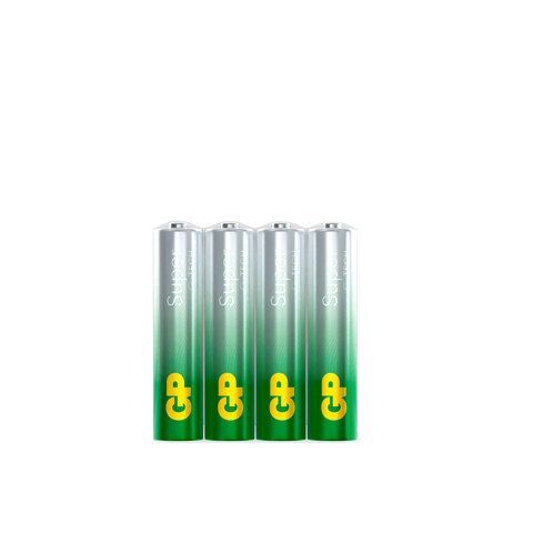 Батарейки КОМПЛЕКТ 4 шт., GP Super, AAA (LR03, 24А), алкалиновые, мизинчиковые, в пленке, 24ARS-2SB4