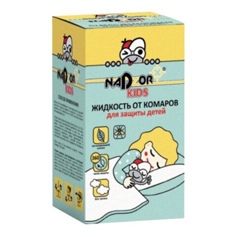 Жидкость от комаров для электрофумигатора детская 30мл NADZOR KIDS, без запаха, 22946 