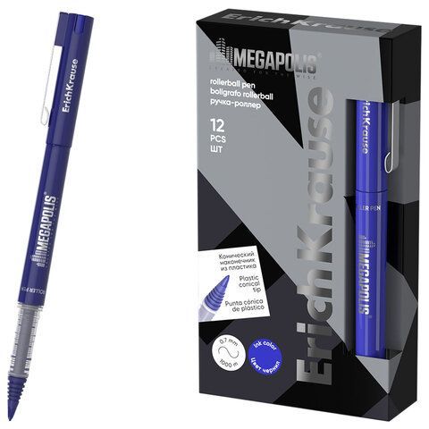 Ручка-роллер ERICH KRAUSE Megapolis, СИНЯЯ, линия 0,7мм, 63153