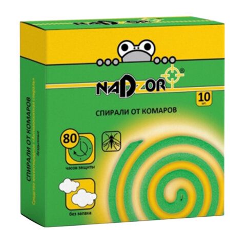 Спирали от комаров бездымные 10шт NADZOR, 22664 