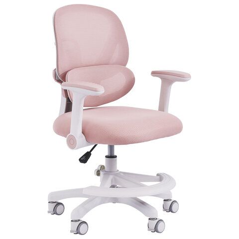 Кресло детское с подставкой для ног BRABIX KIDS MG-220, сетка/ткань TW, розовое, 533314