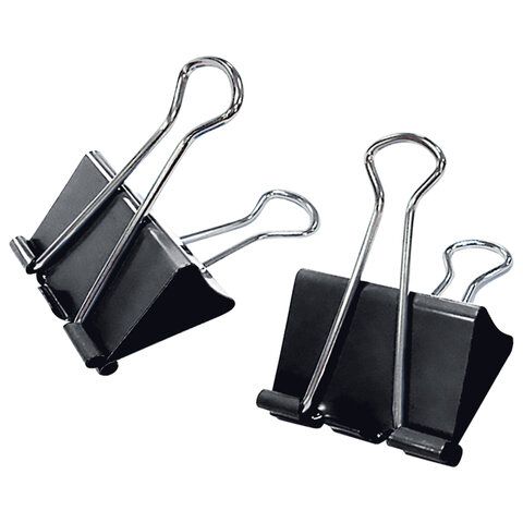 Зажимы для бумаг STAFF ECO, КОМПЛЕКТ 12 шт., 15 мм, на 45 листов, черные, картонная коробка, 274030