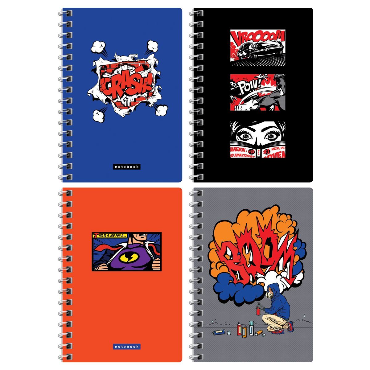 Записная книжка А6 80л. на гребне BG "Comics art"