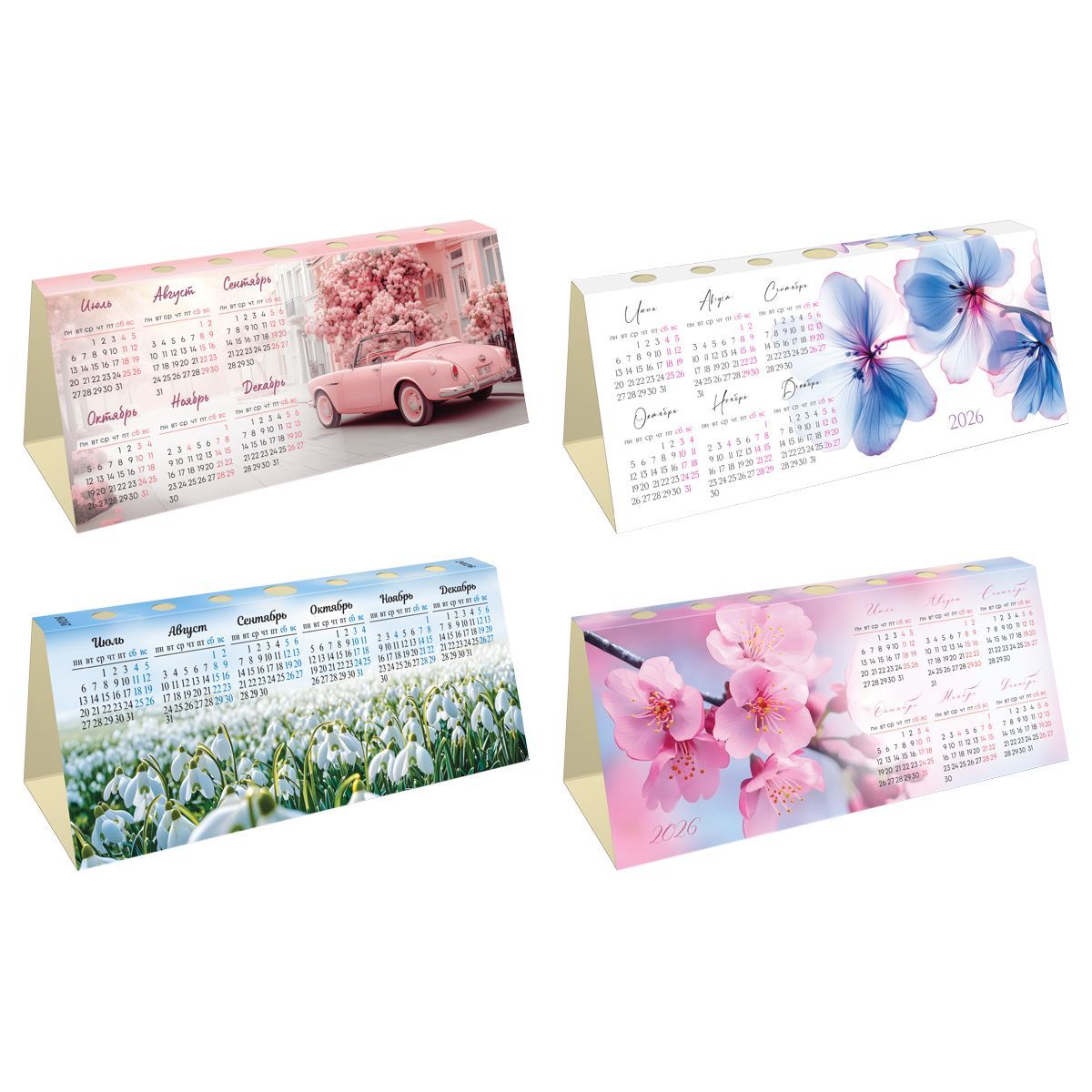 Календарь-домик с высечкой, 210*85 мм BG "Цветы", ассорти, 2026г.