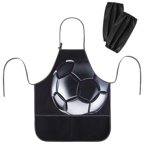 Фартук с нарукавниками для уроков труда BRAUBERG KIDS, 2 кармана, регулировка по росту, 46x54 см, Score ball, 273759