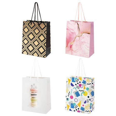 Пакет подарочный (1 штука) 18х10х23 см (M), "Everyday Collection", ассорти, фольга, ЗОЛОТАЯ СКАЗКА, 700807
