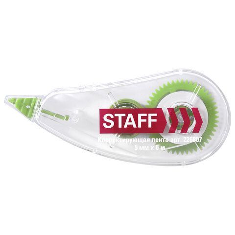 Корректирующая лента STAFF "College", 5 мм х 6 м, корпус прозрачный, блистер, 226807