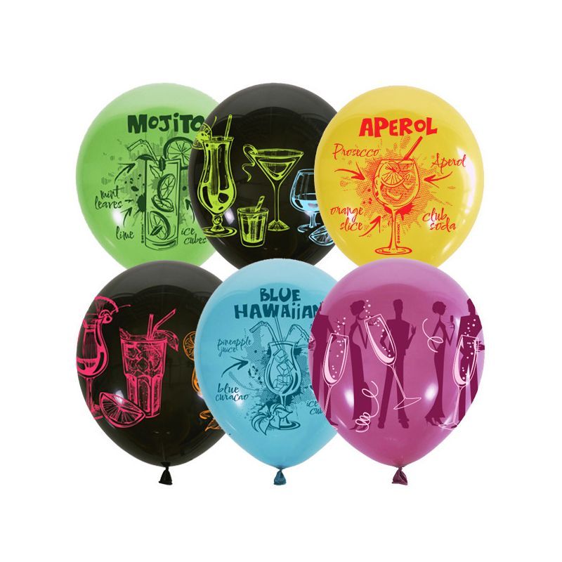 Воздушные шары,  25шт., M12/30см, ПатиБум "Коктейль Пати", ассорти