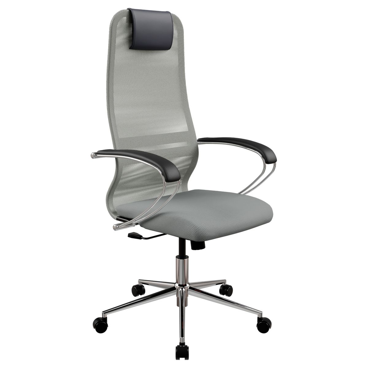 Кресло руководителя Метта SU-B-8, ткань-сетка светло-серая, топ-ган (131/009), 3F2.16.1.2A2