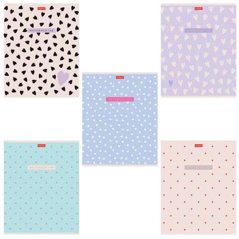 Тетрадь А5 48 л., HATBER, скоба, клетка, обложка картон, тиснение, LOVE IS... (микс в спайке), 093099, 48Т5тВ1