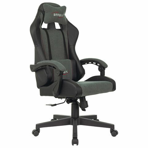 Кресло компьютерное BRABIX "Striker GM-121", синхромеханизм, 2 подушки, экокожа/велюр, черное/серое, 532961 Кресло компьютерное BRABIX "Striker GM-121", синхромеханизм, 2 подушки, экокожа/велюр, черное/серое, 532961