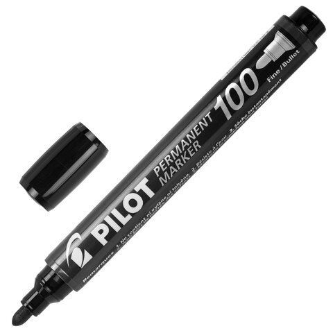 Маркер перманентный PILOT, ЧЕРНЫЙ, круглый наконечник 1-3 мм, SCA-100 B