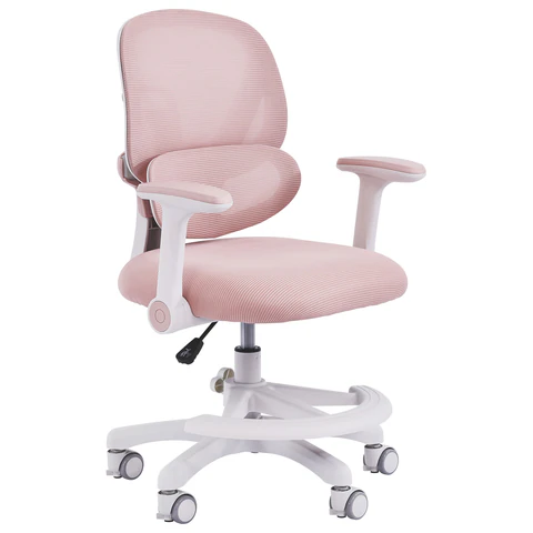 Кресло детское с подставкой для ног BRABIX KIDS MG-220, сетка/ткань TW, розовое, 533314