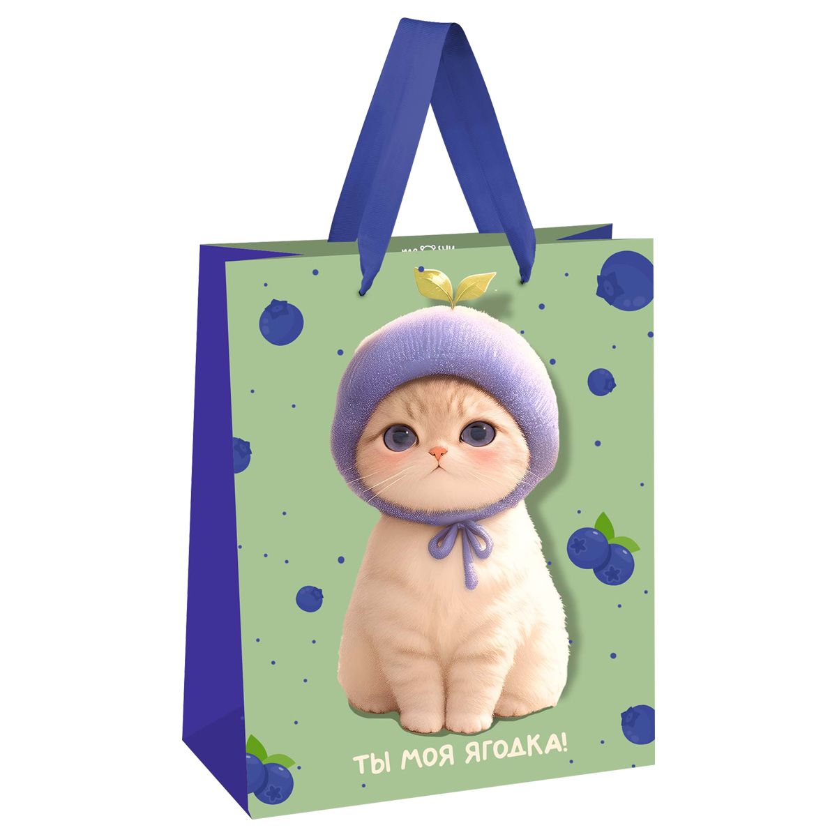 Пакет подарочный 18*23*10см MESHU "Berry cat", матовая ламинация