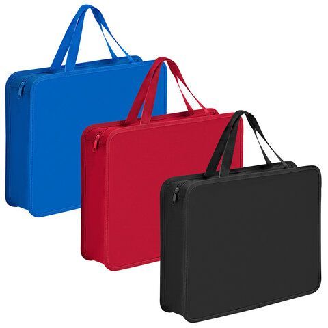 Папка на молнии с ручками ПИФАГОР А4, 1 отделение, пластик, 75 мм, однотонная, ассорти, 273769