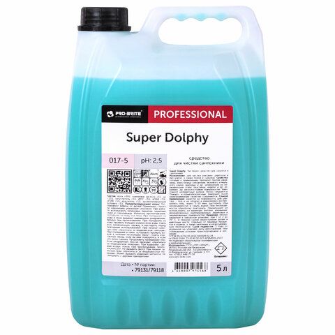 Средство для уборки санитарных помещений 5л PRO-BRITE SUPER DOLPHY, кислотное, концентрат, 017-5 