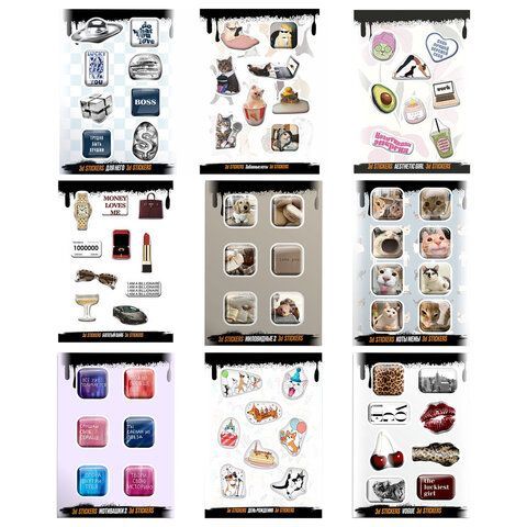 Наклейки объемные эпоксидные на телефон, 6-8 шт. на листе, "СТИЛЬНЫЕ ДИЗАЙНЫ", АССОРТИ, NALEPKING