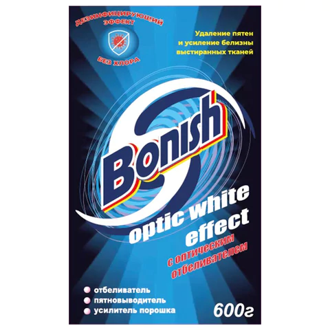 Средство для удаления пятен 600 г, BONISH (Бониш) "Optic white effect", без хлора 
