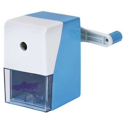 Точилка механическая ЮНЛАНДИЯ "Пастель", для чернографитных и цветных карандашей, корпус голубой, 272001