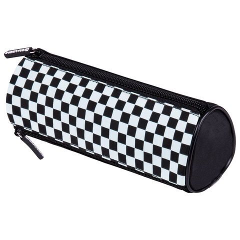 Пенал мягкий BRAUBERG, 3 отделения, нейлон, 21х7х7 см, Black&white, 273582