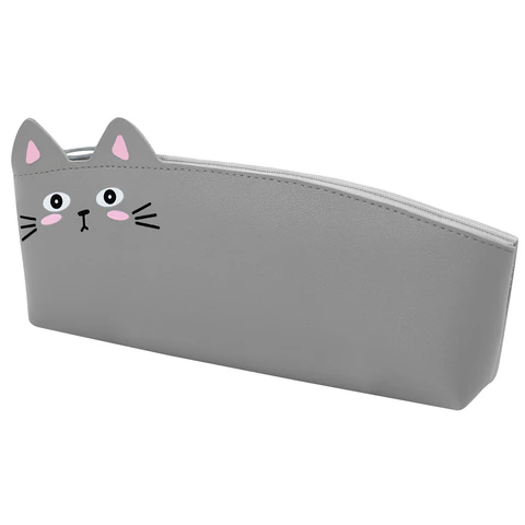 Пенал ЮНЛАНДИЯ ЮНИОР, 1 отделение, искусственная кожа, Gray kitty, 20х9х7 см, 273819