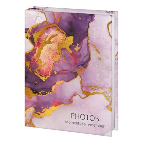 Фотоальбом с заметками BRAUBERG "Marble" на 200 фото 10х15, твердая обложка, с фольгированным тиснением, подарочная упаковка, 391426