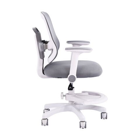 Кресло детское с подставкой для ног BRABIX KIDS MG-215, сетка/ткань TW, серое, 533313