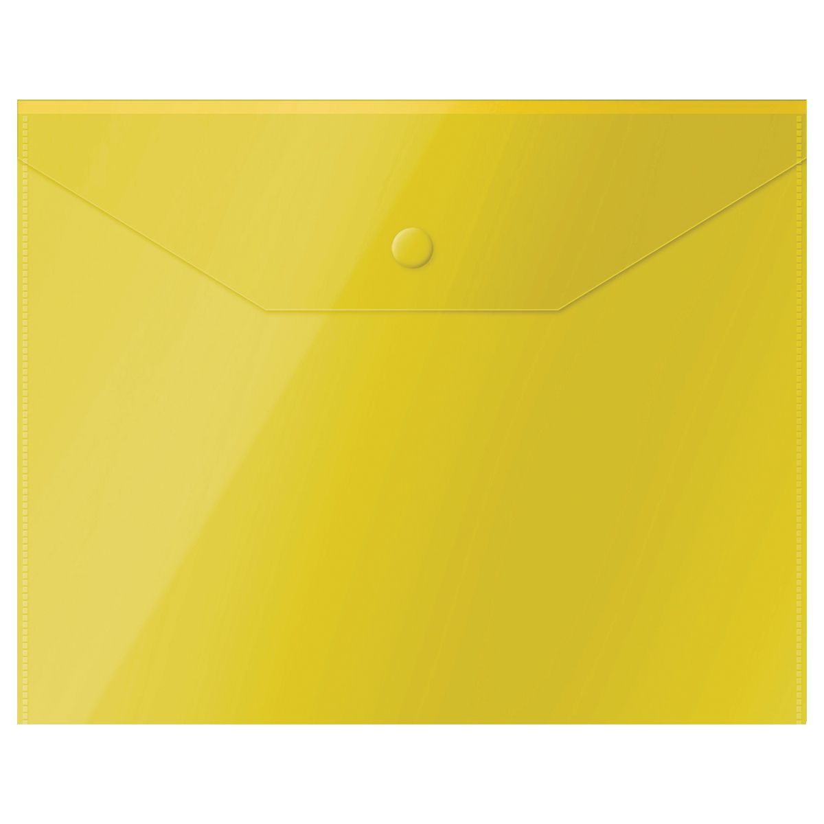 Папка-конверт на кнопке СТАММ А5 (190*240мм), 150мкм, пластик, прозрачная, желтая