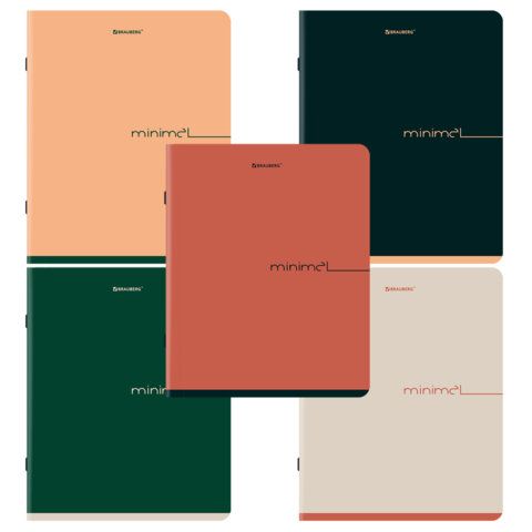 Тетрадь А5, 48 л., BRAUBERG, скоба, клетка, SoftTouch, "Минимал_Цвет", (микс в спайке), 405329