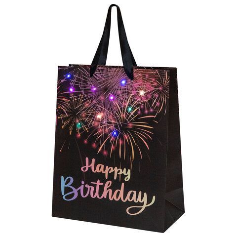 Пакет подарочный (1 штука) 26x13x32 см (L), "LED Bag", черный, ЗОЛОТАЯ СКАЗКА, 700836