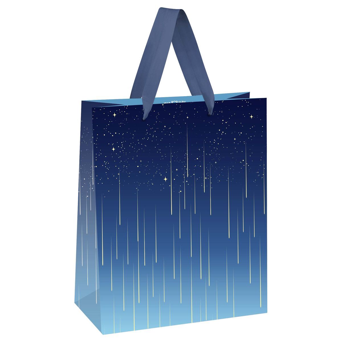 Пакет подарочный 11*14*6,5см MESHU "Star rain", фольга, матовая ламинация