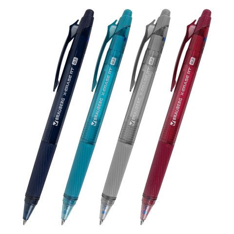 Ручка гелевая стираемая автоматическая BRAUBERG "X-ERASE RT MORANDI COLOR", СИНЯЯ, пишущий узел 0,7 мм, линия письма 0,5 мм, 144425