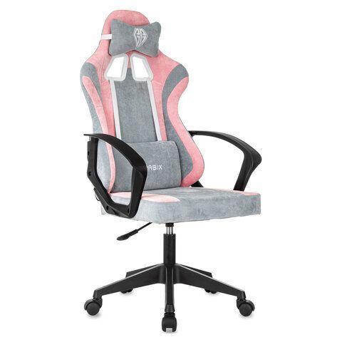 Кресло компьютерное BRABIX ''Forcer GM-127'', 2 подушки, ткань, розовое/серое, 533215