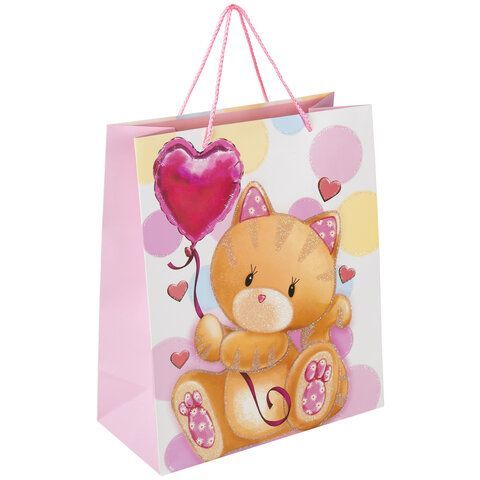 Пакет подарочный 26,5x12,7x33 см ЗОЛОТАЯ СКАЗКА "Lovely Kitty", глиттер, белый с розовым, 608242 Пакет подарочный 26,5x12,7x33 см ЗОЛОТАЯ СКАЗКА "Lovely Kitty", глиттер, белый с розовым, 608242