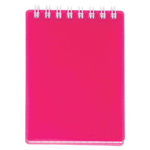 Блокнот МАЛЫЙ ФОРМАТ А7, 80 л., гребень, обложка пластик, клетка, HATBER, "LINE NEON", розовый, 081520, 80Б7В1гр_03033