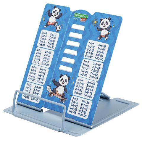 Подставка для книг и учебников BRAUBERG KIDS mini "Panda" с таблицей умножения, регулируемый угол наклона, металлическая, 238975