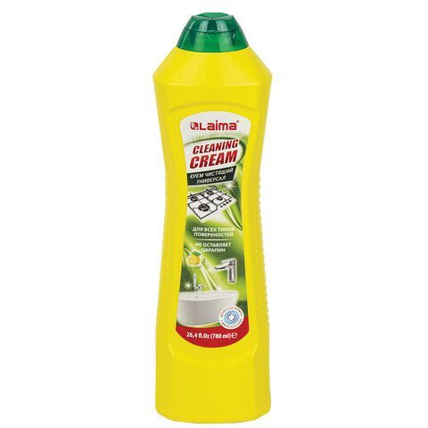 Чистящее средство универсальное крем 780мл LAIMA "Лимон", 608662 