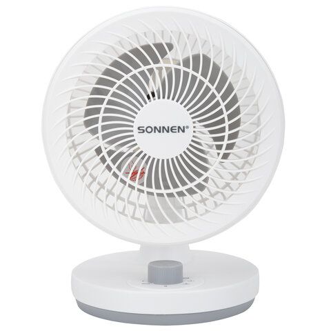 Вентилятор настольный SONNEN FT-160, 40Вт, 23см, 3 скорости, вращение на 60°, механическое управление, белый, 457784